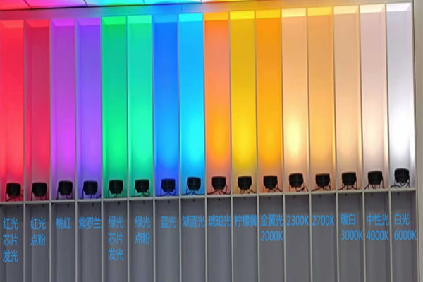 exterior lighting with different color temperatures